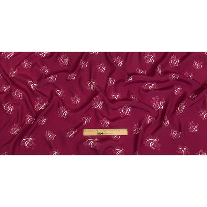 Sustainable Viscose Woven Print - Magenta and White Floral Calligraphic Script - Mood Exclusive ABC Bouquet Full