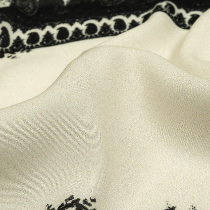 Viscose Crepe Print - Black and Cream Paisley Patches - Mood Exclusive Speak and Enter Detail