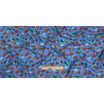 Sustainable Viscose Woven Print - Ultramarine Blue Floral Stickers - Mood Exclusive Sticking Power Full