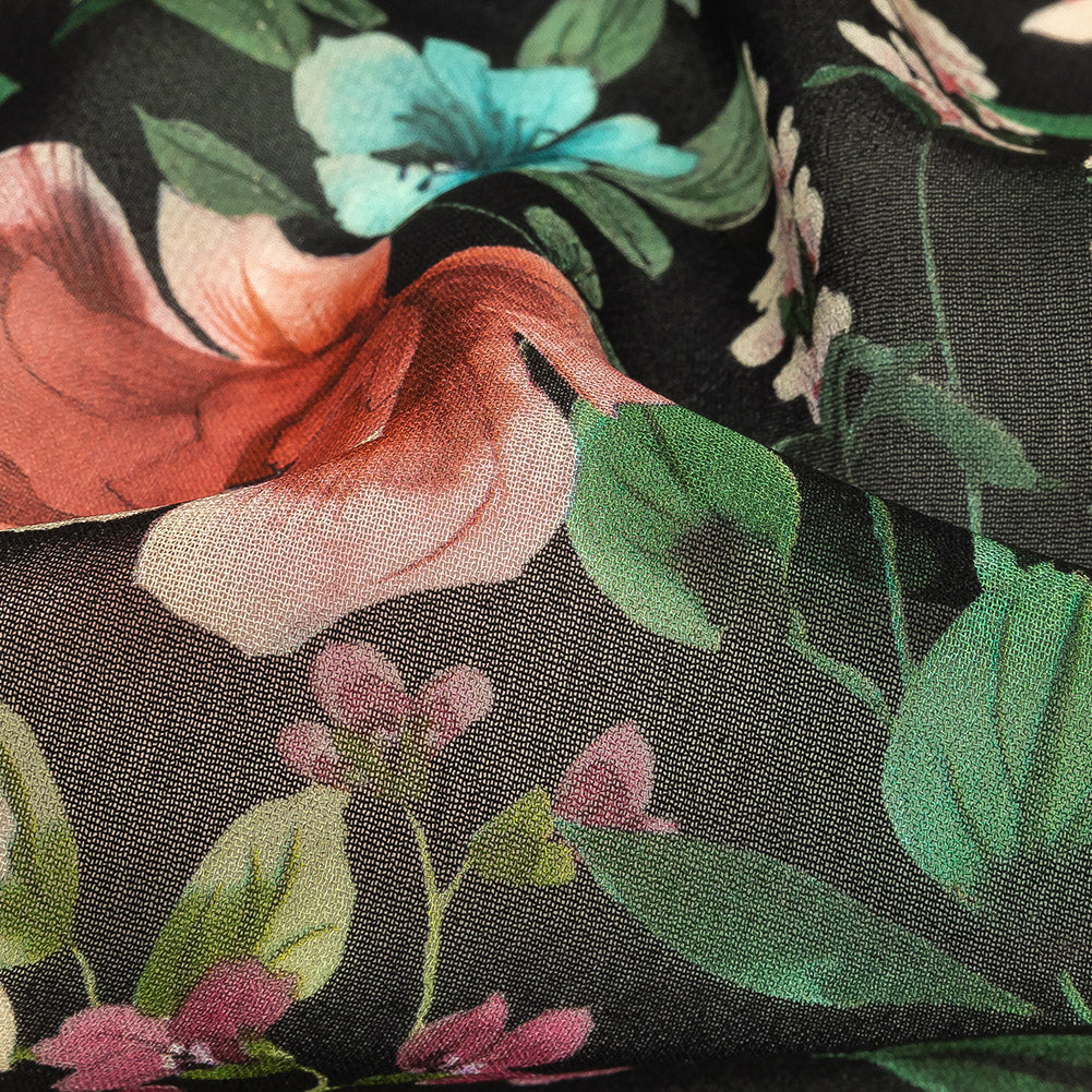 Mood Exclusive Black O'Keefe's Orchids Viscose Georgette Detail