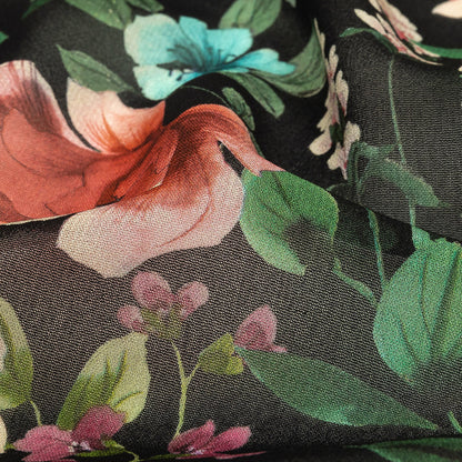 Mood Exclusive Black O'Keefe's Orchids Viscose Georgette Detail