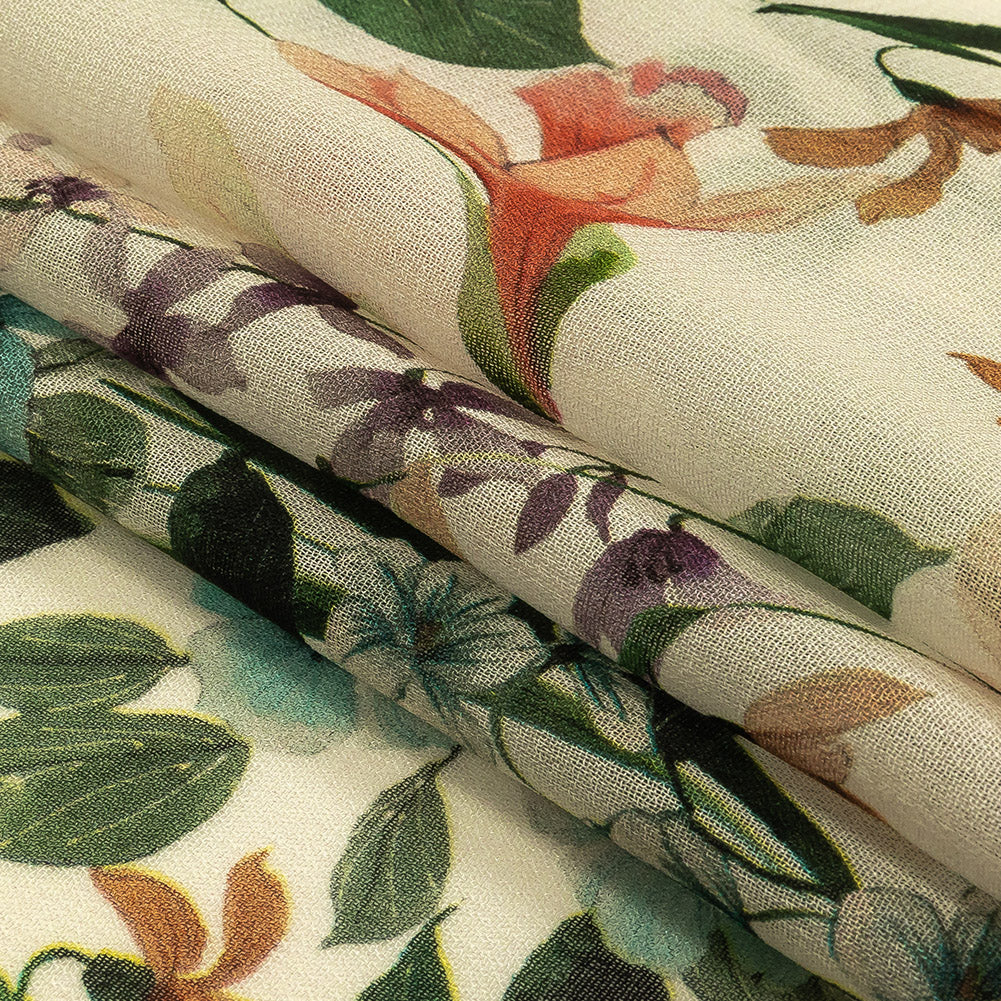 Mood Exclusive Beige O'Keefe's Orchids Viscose Georgette Folded