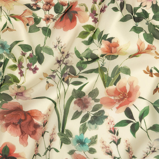Mood Exclusive Beige O'Keefe's Orchids Viscose Georgette