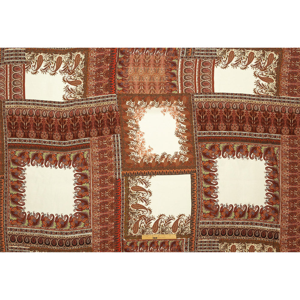 Viscose Crepe Print - Red and Cream Paisley Patches - Mood Exclusive Speak and Enter Full