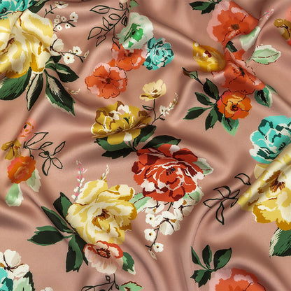 Polyester Charmeuse Print - Pink, Red and Blue Floral - Mood Exclusive Going Electric