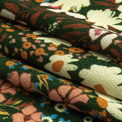 Gauzy Viscose Crepe Print - Green, Orange and Teal Floral - Mood Exclusive Meet Me at Midnight Folded