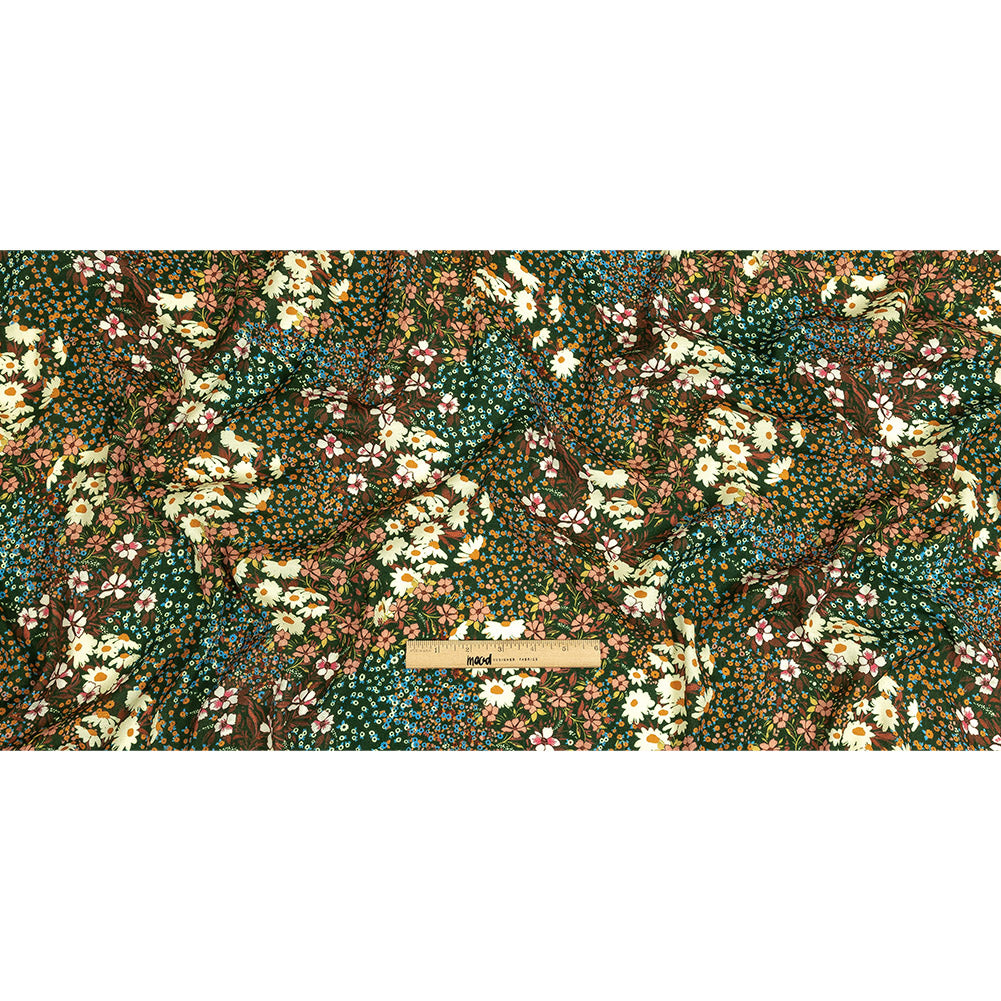 Gauzy Viscose Crepe Print - Green, Orange and Teal Floral - Mood Exclusive Meet Me at Midnight Full