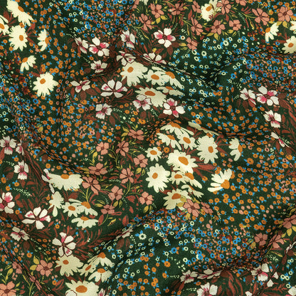 Gauzy Viscose Crepe Print - Green, Orange and Teal Floral - Mood Exclusive Meet Me at Midnight