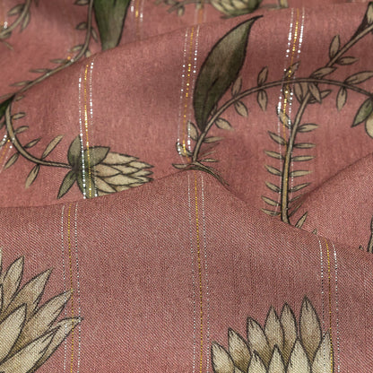 Mood Exclusive Dusty Rose Vines Victorious Metallic Pinstriped Viscose Dobby Detail