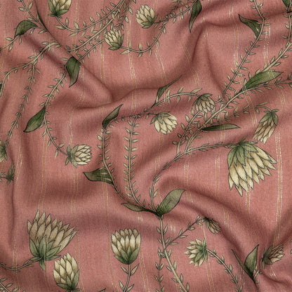 Mood Exclusive Dusty Rose Vines Victorious Metallic Pinstriped Viscose Dobby