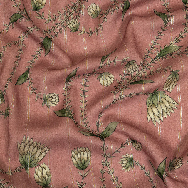 Mood Exclusive Dusty Rose Vines Victorious Metallic Pinstriped Viscose Dobby