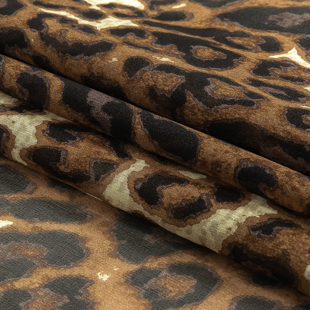 Ginger Snap and Forged Iron Leopard Print Silk Chiffon Folded