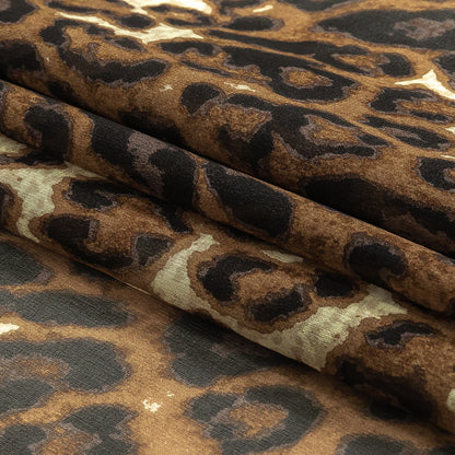 Ginger Snap and Forged Iron Leopard Print Silk Chiffon Folded