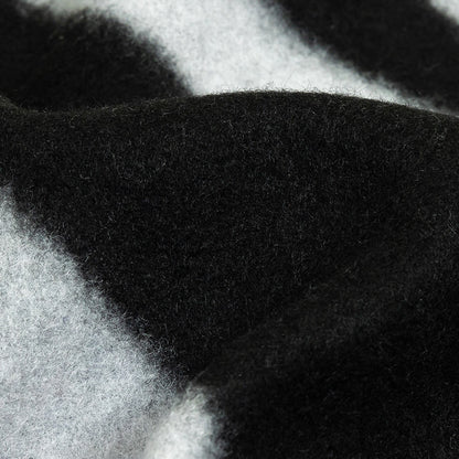 Italian Black, Gray and Blue Zebra Stripes Single Faced Knit Wool Fleece Detail