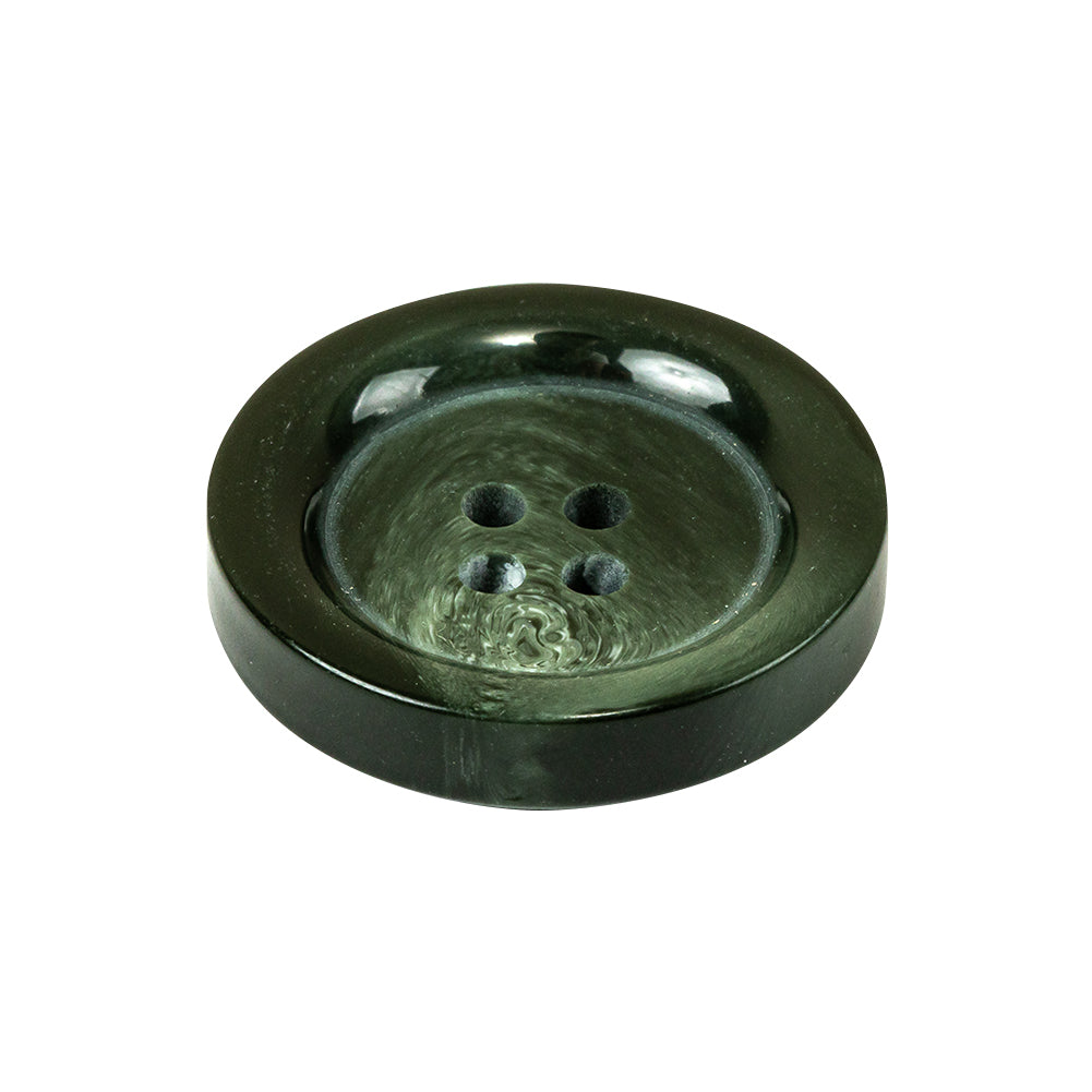 Dark Green Swirls Plastic 4-Hole Dish Button - 40L/25.5mm Folded