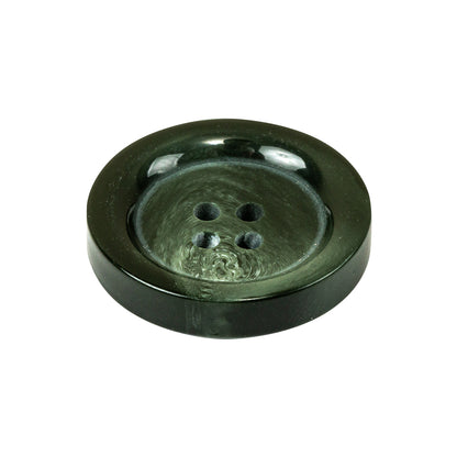 Dark Green Swirls Plastic 4-Hole Dish Button - 40L/25.5mm Folded