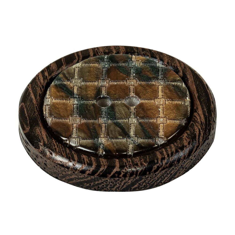 Wenge and Tort Swirls Textured Plastic 2-Hole Button - 58L/37mm Folded