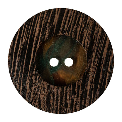 Wenge and Tort Swirls Textured Plastic 2-Hole Button - 58L/37mm Detail