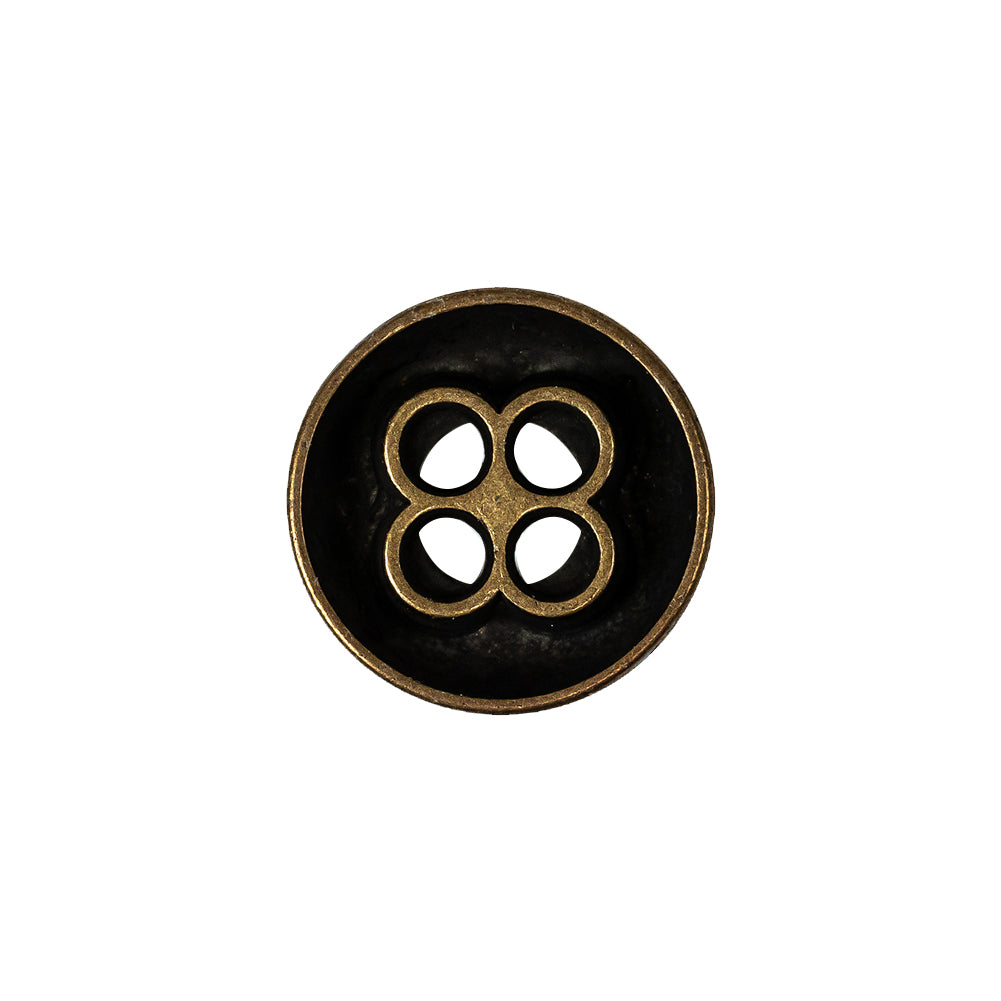 Italian Bronze 4-Hole Deepwell Metal Button - 28L/18mm Detail