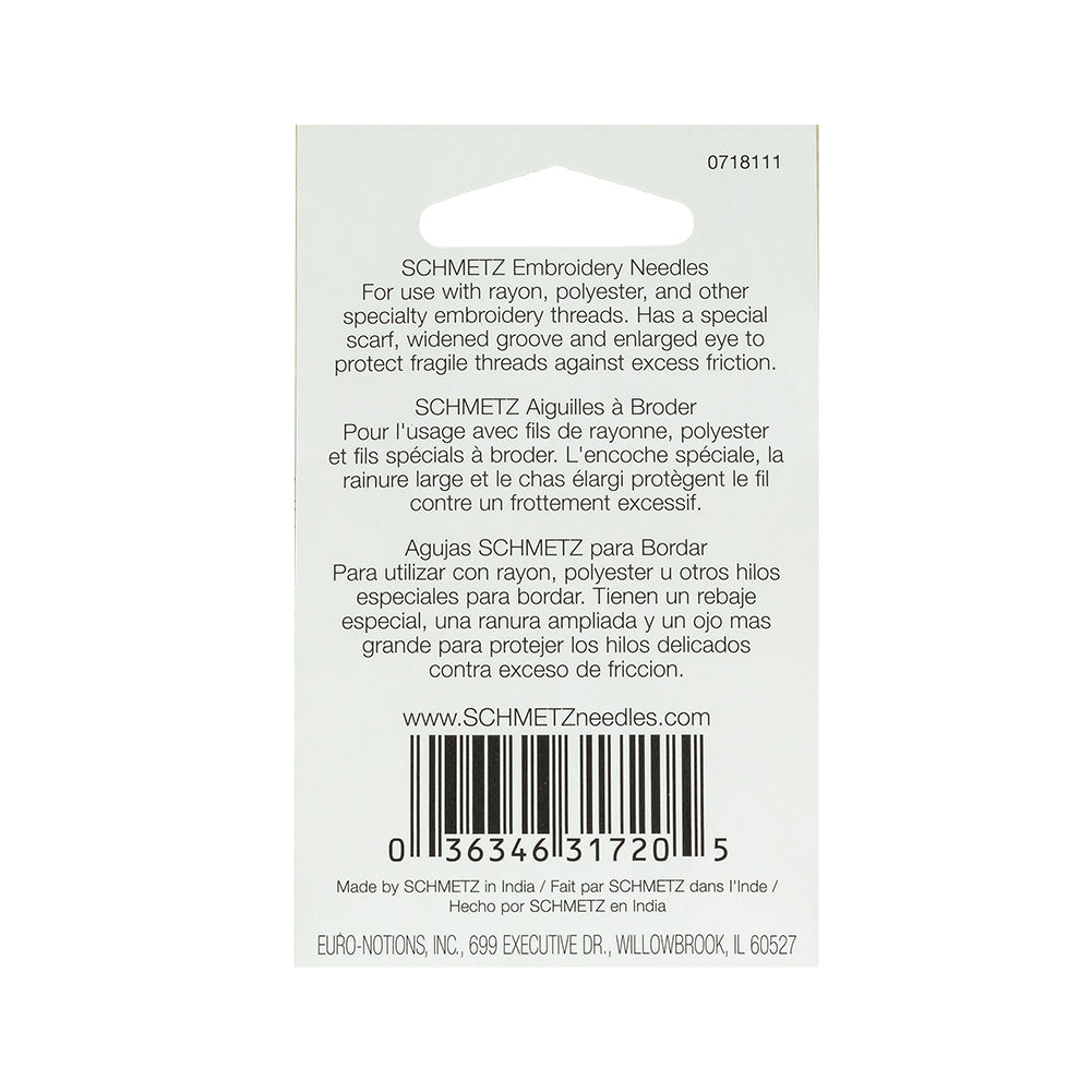 Schmetz Embroidery Machine Needles - 90/14 - 5 ct Detail