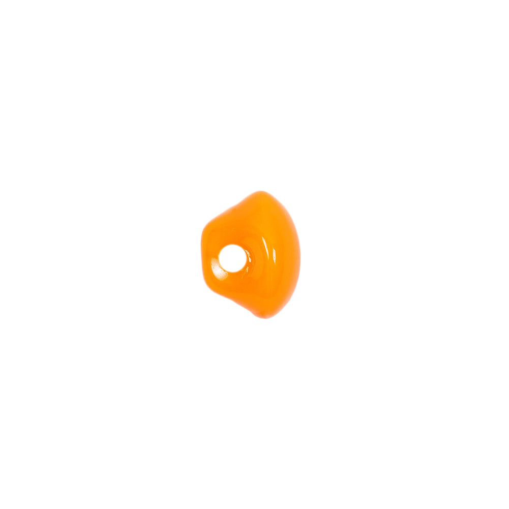 European Orange Half Domed Self Back Glass Button - 16L/10mm Detail