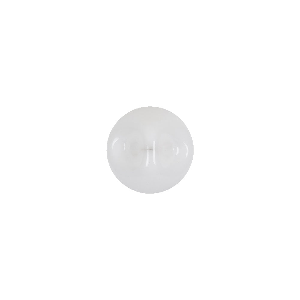 European White Self Back Glass Button - 18L/11.5mm