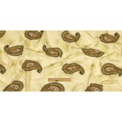 Cotton Poplin Print - Beige and Green Paisley - Mood Exclusive Bending Grass Full
