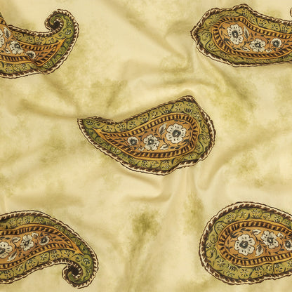 Cotton Poplin Print - Beige and Green Paisley - Mood Exclusive Bending Grass