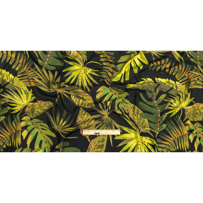 Viscose Crepe Print - Black and Green Palm Leaves - Mood Exclusive Tangled Thicket Full