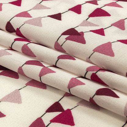 Sustainable Viscose Woven Print - White and Purple Triangle Strands - Mood Exclusive Pennant Party Folded