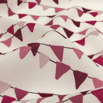 Sustainable Viscose Woven Print - White and Purple Triangle Strands - Mood Exclusive Pennant Party Detail