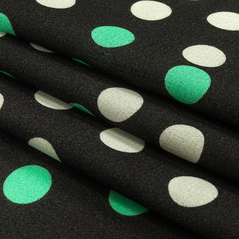 Viscose Crepe Print - Black, Mint Green and White Polka Dots - Mood Exclusive Big Spender Folded