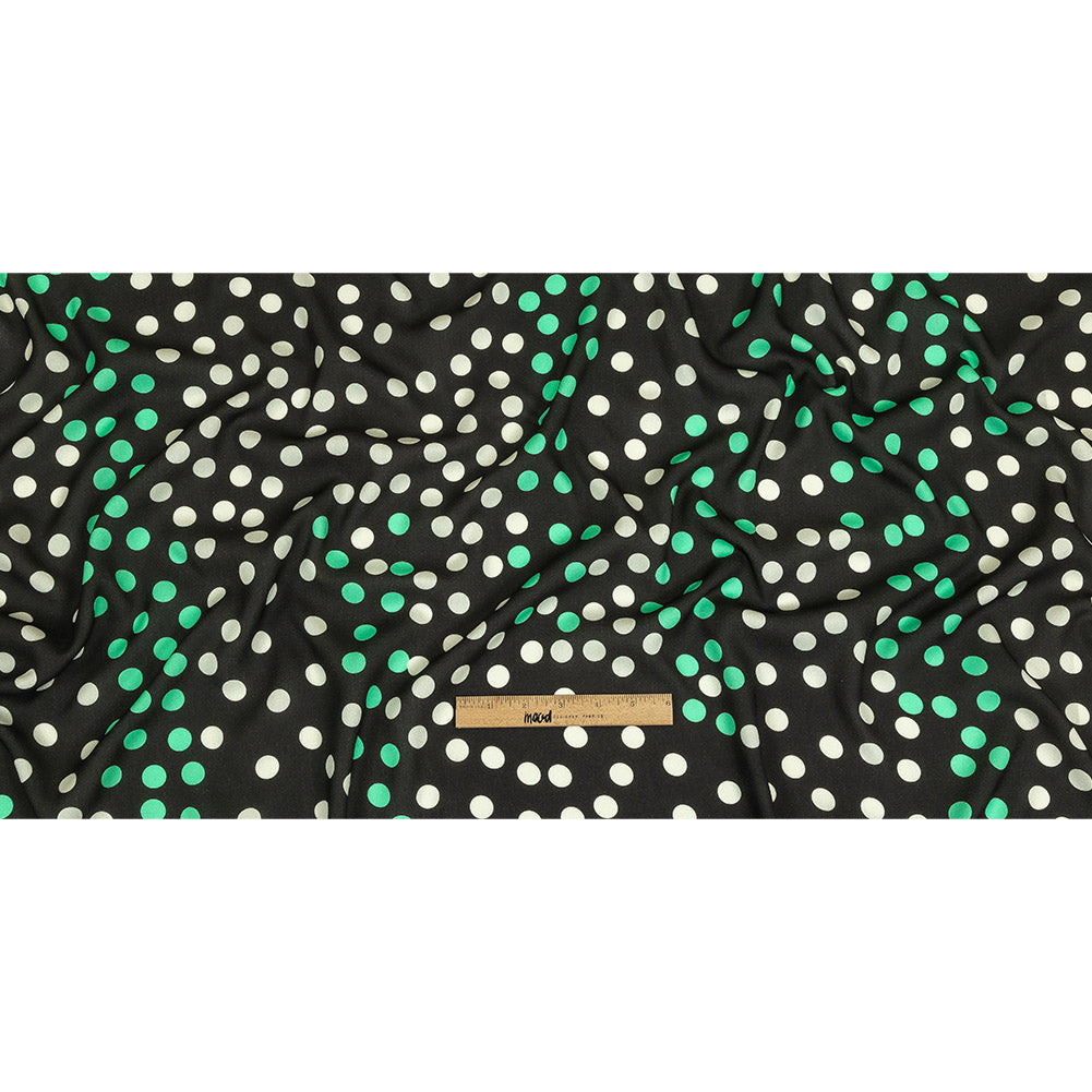 Viscose Crepe Print - Black, Mint Green and White Polka Dots - Mood Exclusive Big Spender Full