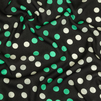 Viscose Crepe Print - Black, Mint Green and White Polka Dots - Mood Exclusive Big Spender