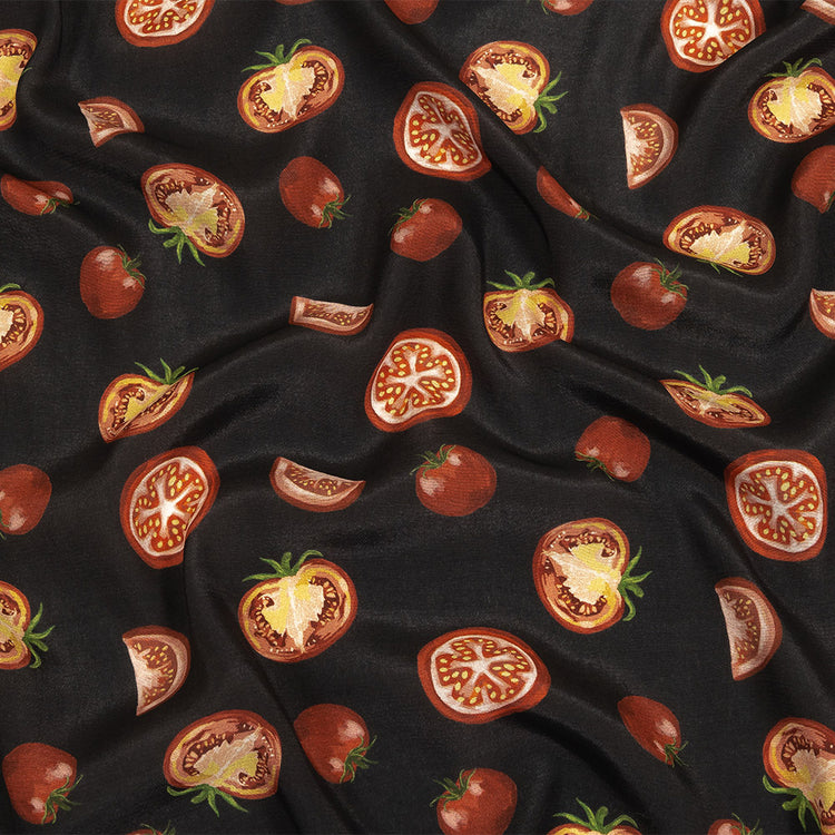 template--25130090922057__main-Sustainable Viscose Woven Print - Jet Set Black and Red Tomatoes - Mood Exclusive Homegrown Haute Couture