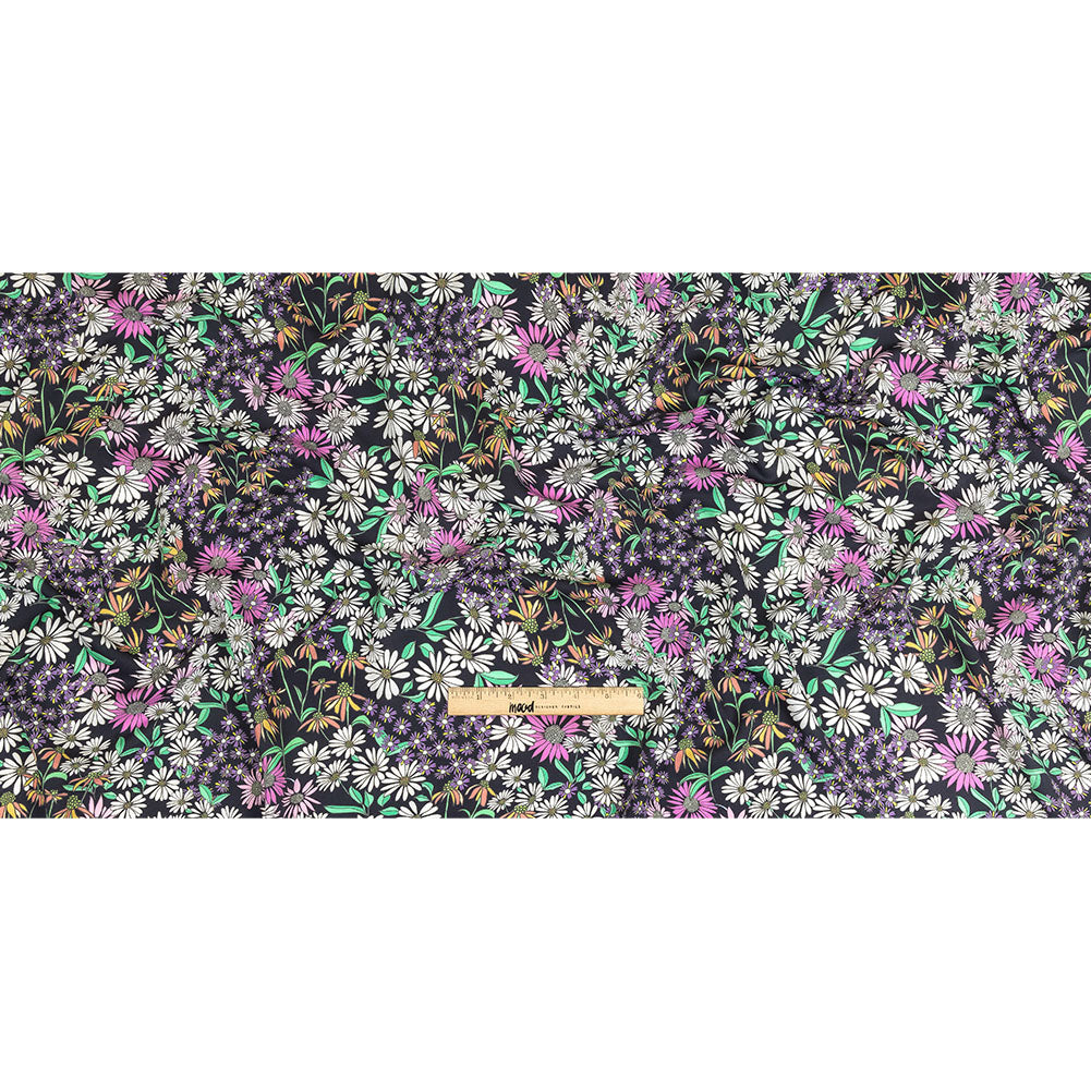 Fluid Polyester Twill Print - Green, Pink and Purple Floral - Mood Exclusive Daisy Destination Full
