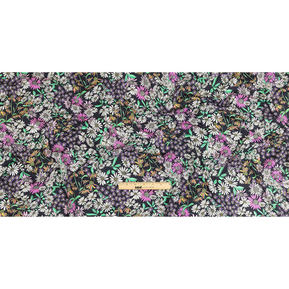 Fluid Polyester Twill Print - Green, Pink and Purple Floral - Mood Exclusive Daisy Destination Full