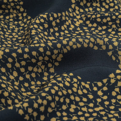 Stretch Polyester Twill Print - Navy Polka Dots in Leaves - Mood Exclusive Tangled Topiary Detail