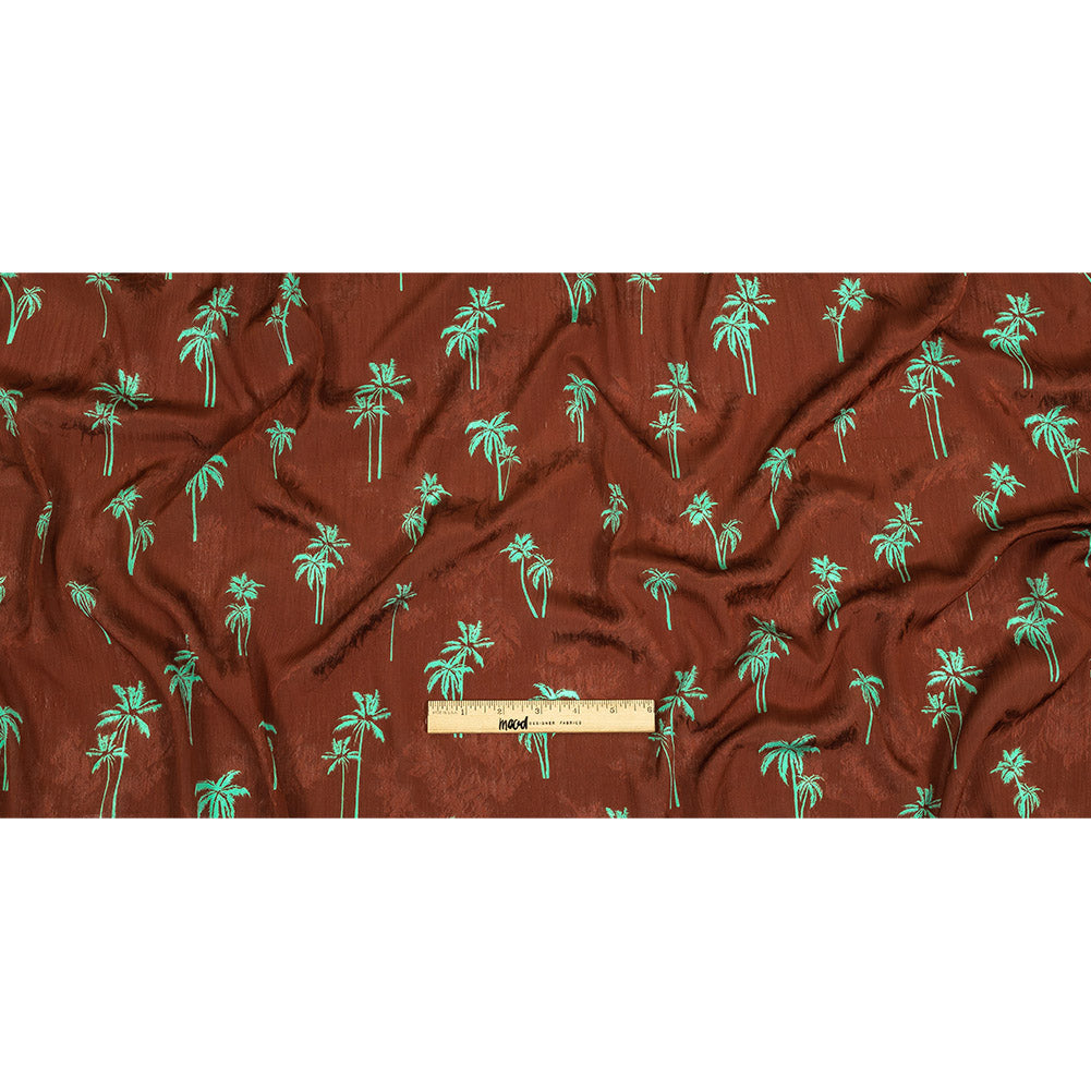 Crinkled Leafy Polyester Jacquard Print - Picante and Green Palm Trees - Mood Exclusive Palm Reading Full