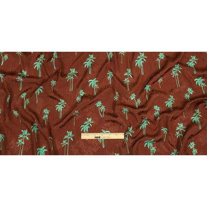 Crinkled Leafy Polyester Jacquard Print - Picante and Green Palm Trees - Mood Exclusive Palm Reading Full