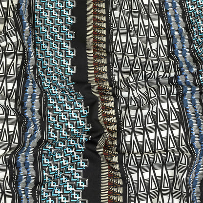 Fluid Polyester Twill Print - Blue and White Geometric Stripes - Mood Exclusive Hypatia