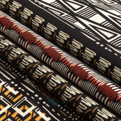 Fluid Polyester Twill Print - Red and White Geometric Stripes - Mood Exclusive Hypatia Folded