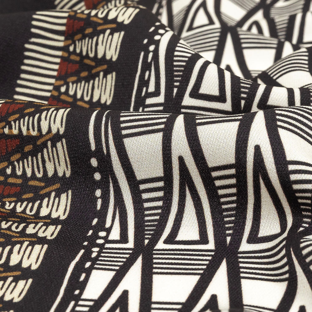 Fluid Polyester Twill Print - Red and White Geometric Stripes - Mood Exclusive Hypatia Detail