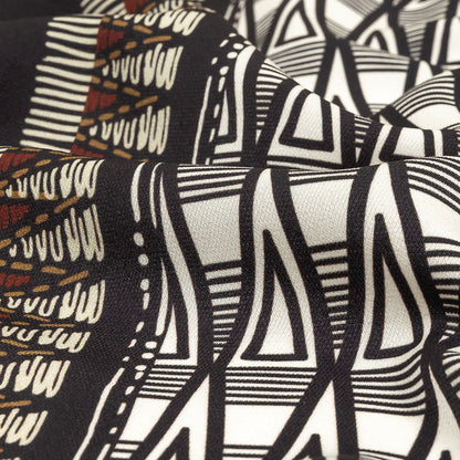 Fluid Polyester Twill Print - Red and White Geometric Stripes - Mood Exclusive Hypatia Detail
