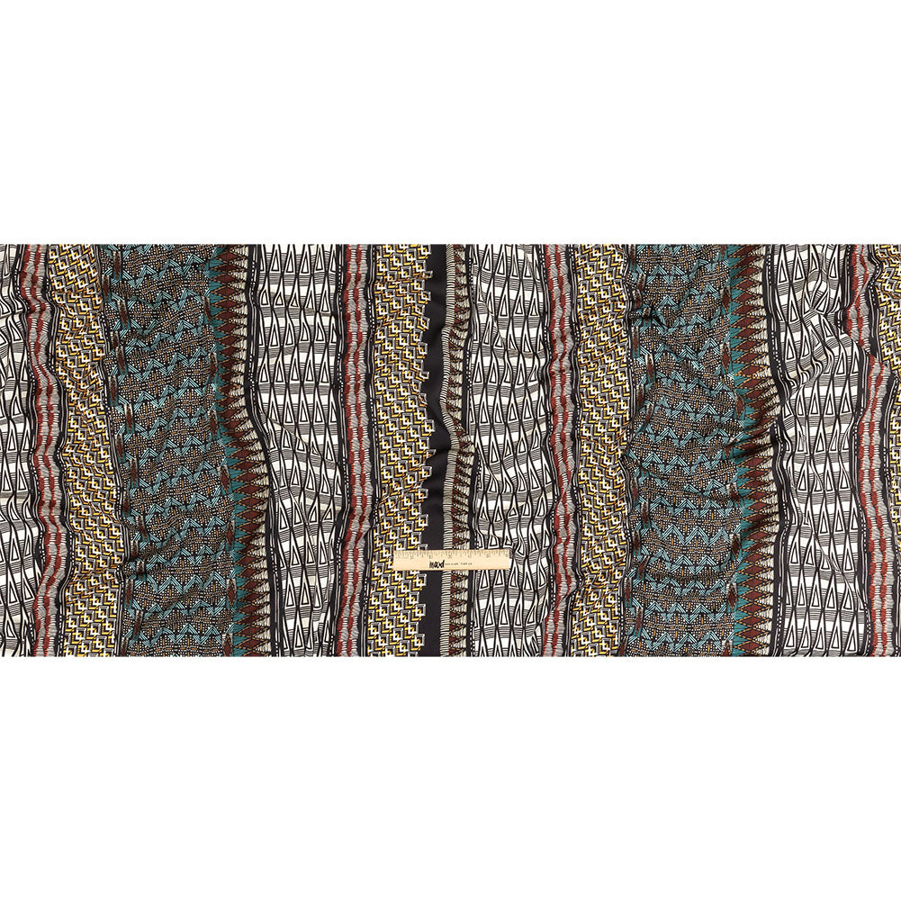 Fluid Polyester Twill Print - Red and White Geometric Stripes - Mood Exclusive Hypatia Full