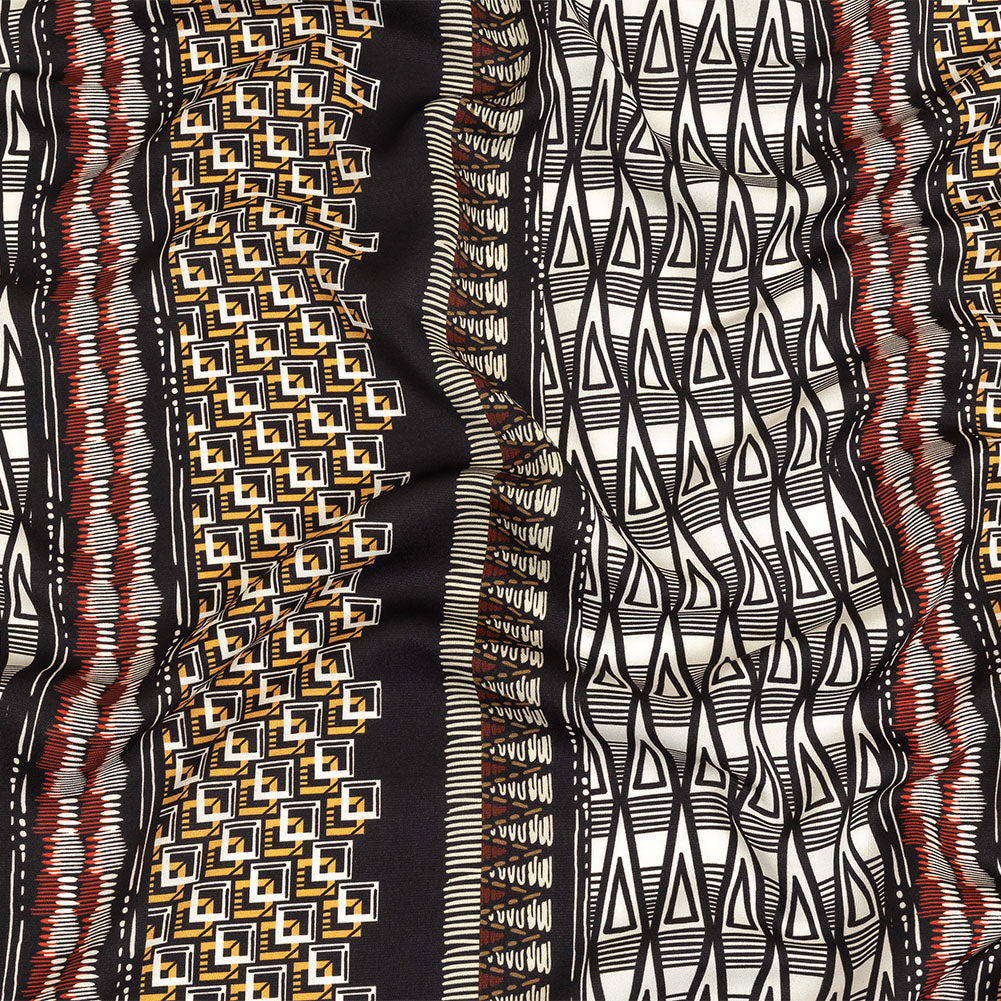 Fluid Polyester Twill Print - Red and White Geometric Stripes - Mood Exclusive Hypatia