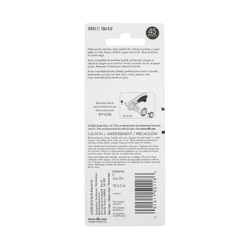 Olfa 45mm Scallop Rotary Blade Detail
