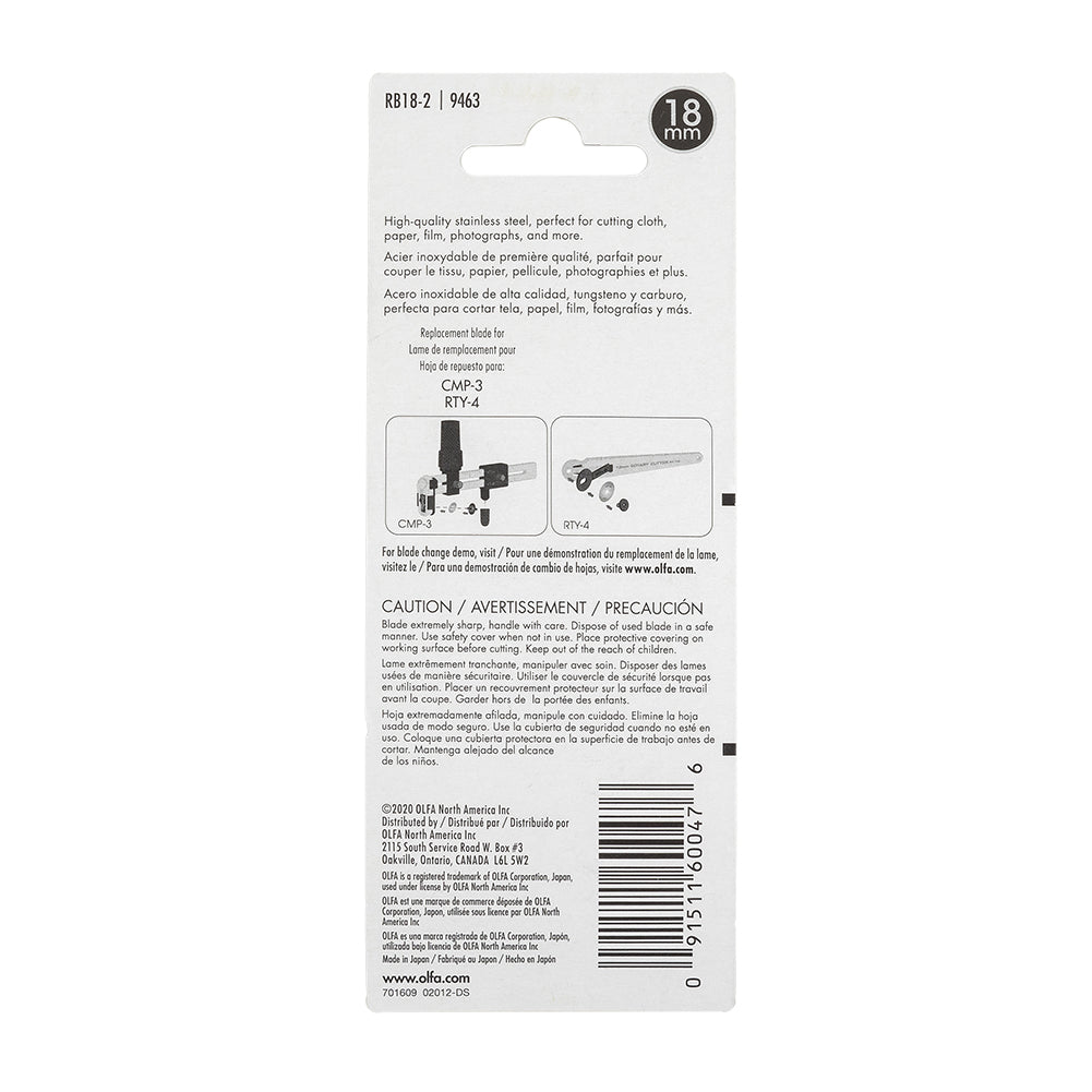 Olfa 18mm Rotary Blades 2 ct Detail