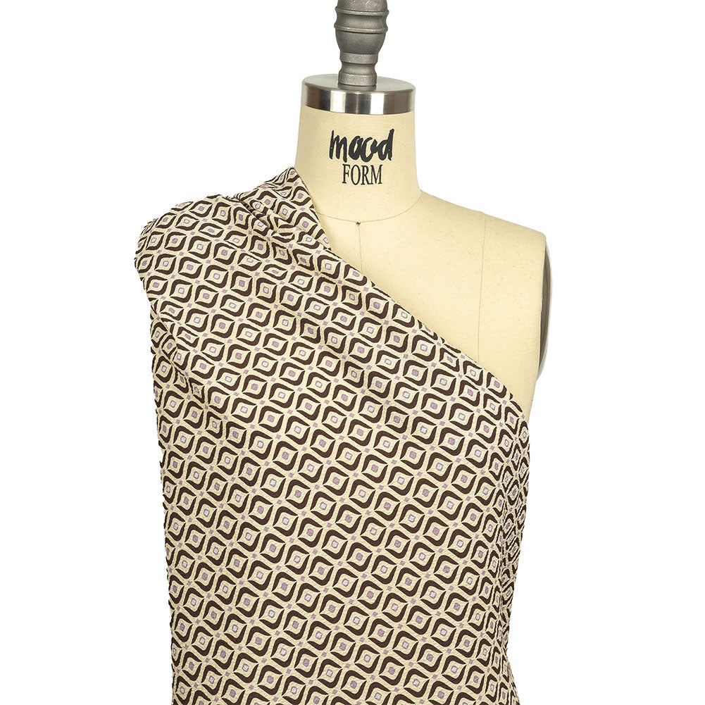 Mood Exclusive Coffee Mid Mod Mood Stretch Polyester Seersucker Drape
