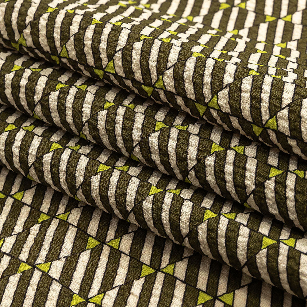 Mood Exclusive Green Big Top Stretch Polyester Seersucker Folded